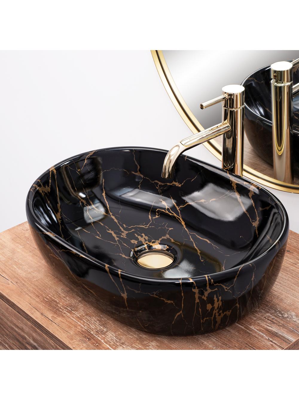 Umywalka nablatowa Rea Amelia Black Marble shiny