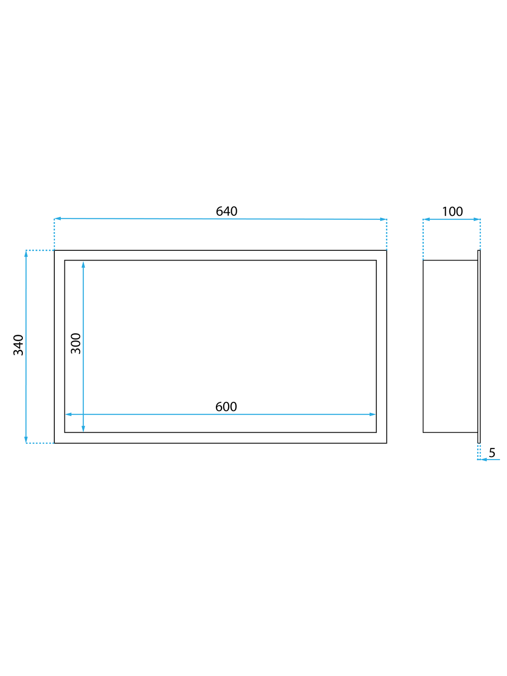 PÓŁKA WNĘKOWA ŁAZIENKOWA 30x60 stal szczotkowana