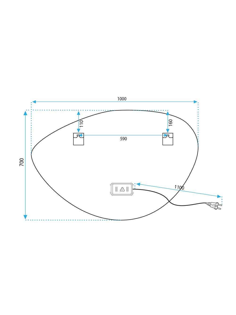 LUSTRO ŚCIENNE LED Z FUNKCJĄ BLUETOOTH 70x100cm FOG