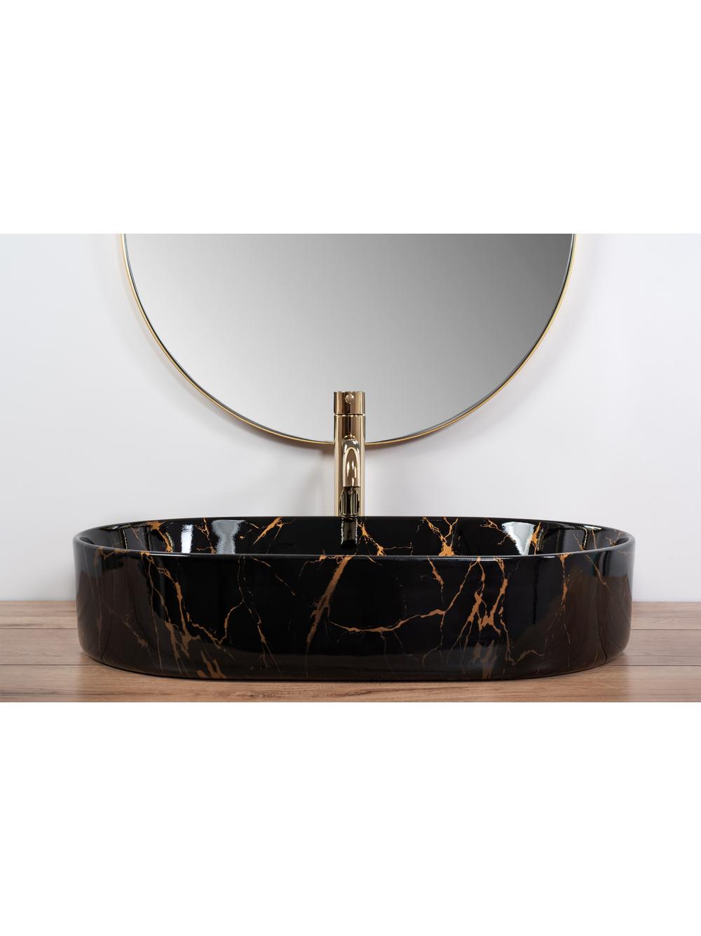 Umywalka nablatowa REA Nadia Czarna Marble Shiny