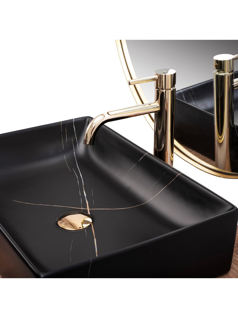 Umywalka nablatowa REA Inga Black Marble Mat