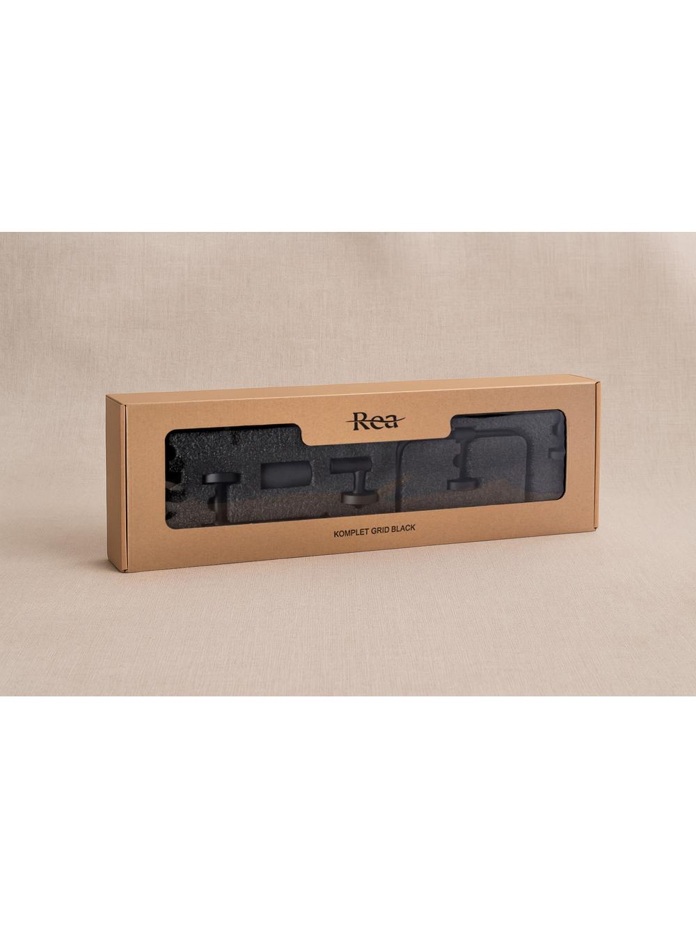 Bathroom Accessories Set GRID Black 4 Pieces