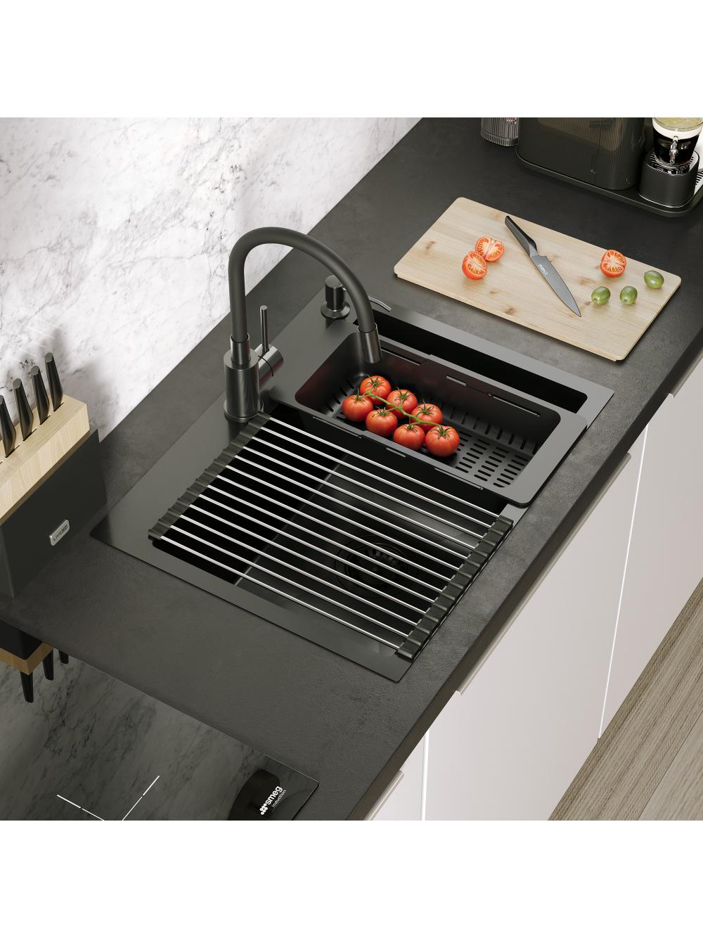 Zlewozmywak stalowy LUKE 110 WORKSTATION Czarny