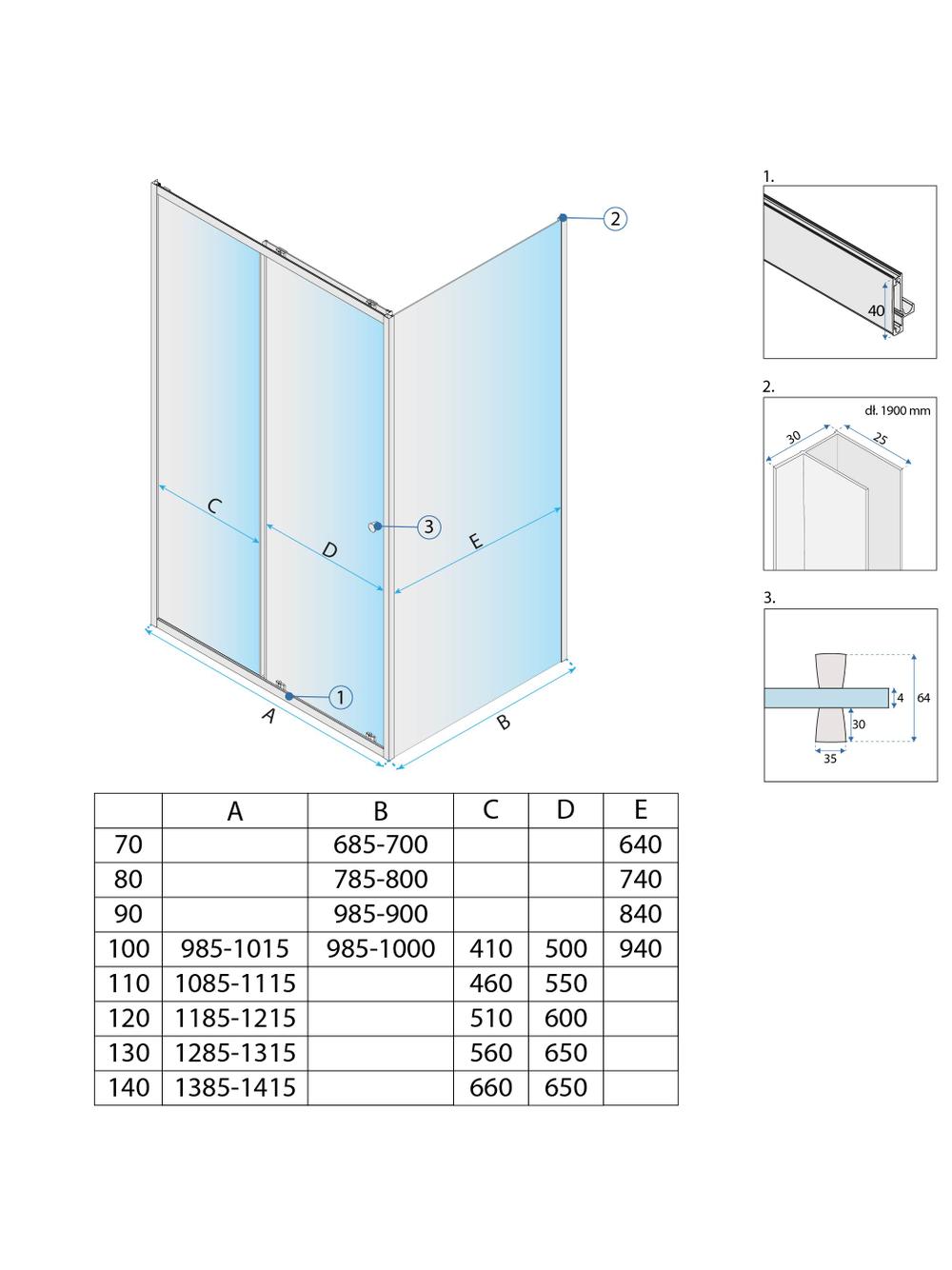 Shower enclosure Rea Primo Slide 120x100 Chrome