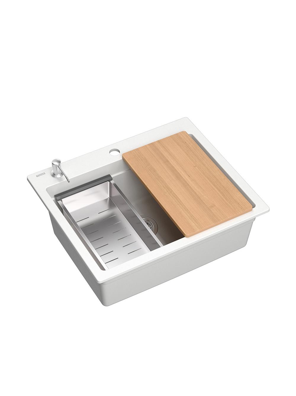 Zlewozmywak granitowy KURT 110 WORKSTATION Biały