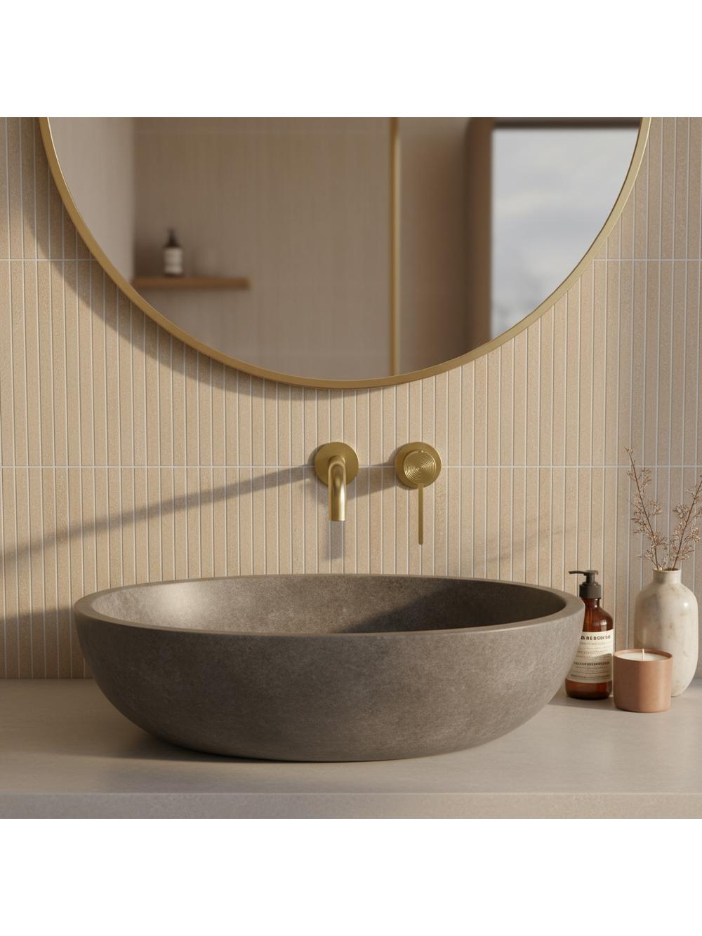 Bateria Umywalkowa Podtynkowa Rea Foster Złota Szczotkowana