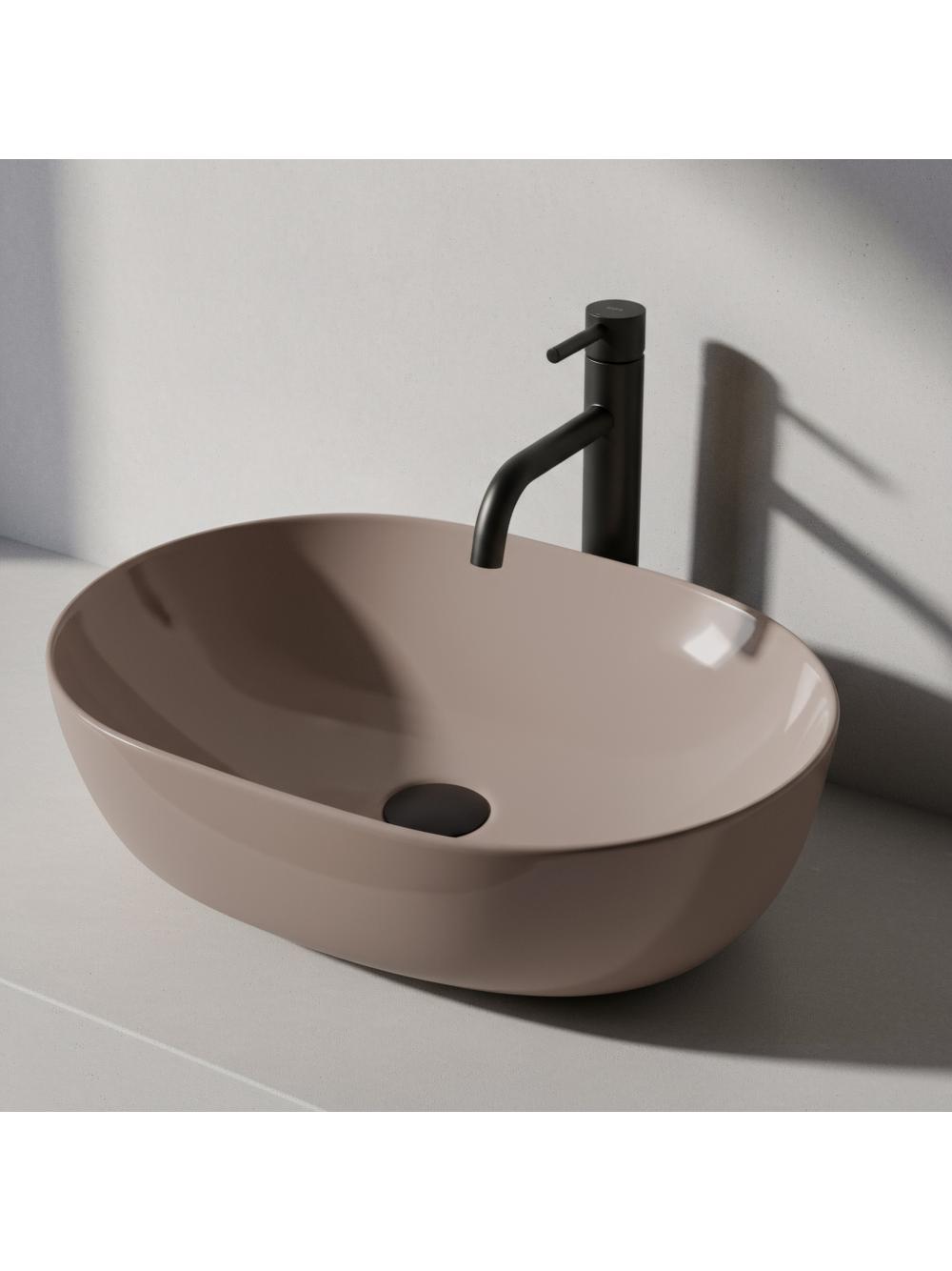 Lavabo sobre encimera Rea Lisa Beige Shiny