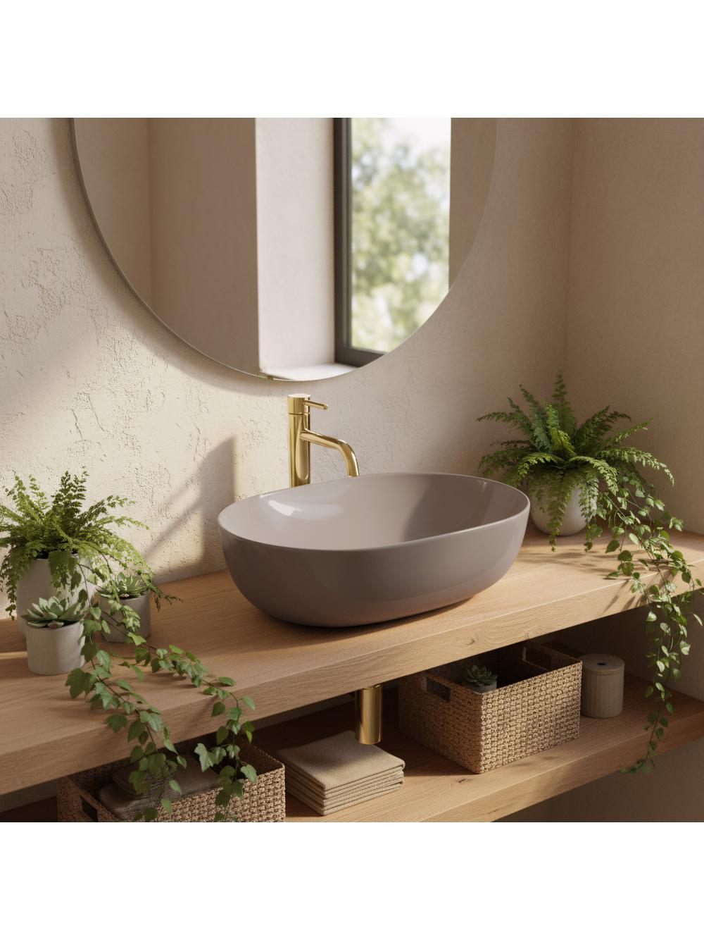 Lavabo sobre encimera Rea Lisa Beige Shiny