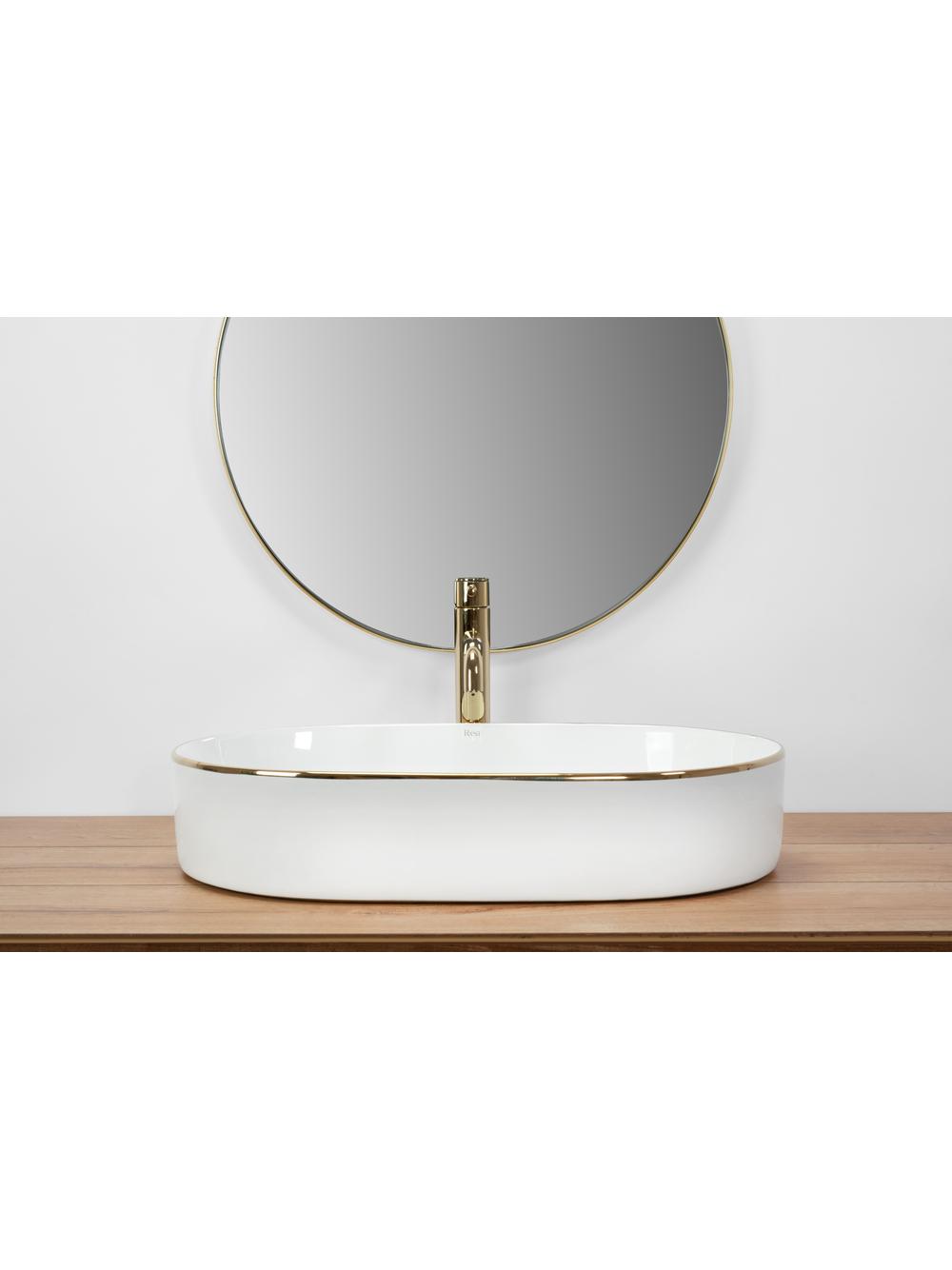 Νιπτήρας πάγκου Rea Nadia White Gold Edge 61 x 38.5 x 12 cm