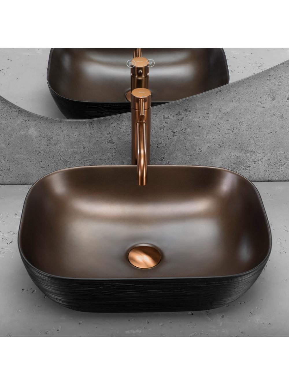 Umywalka nablatowa Rea Belinda COPPER BRUSH / Black