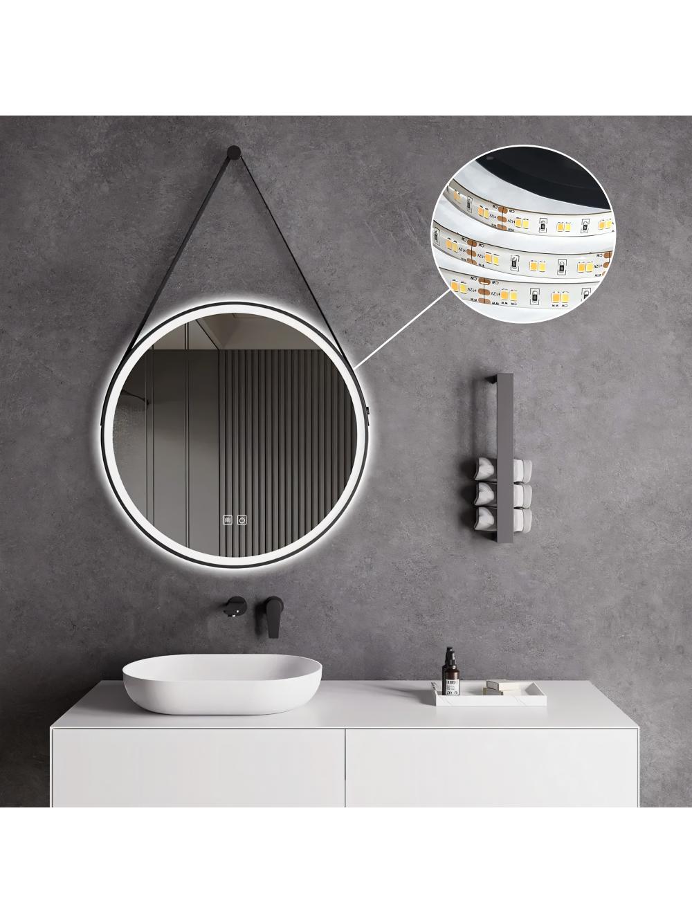LUSTRO OKRĄGŁE LED WISZĄCE NA PASKU 70cm 104