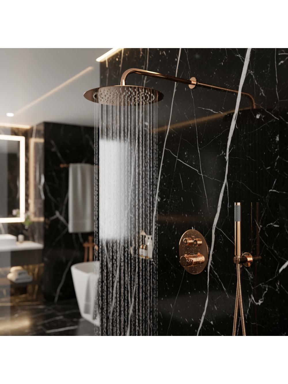 Zestaw natryskowy podtynkowy z termostatem Rea Lungo Diamond Miedziany + BOX