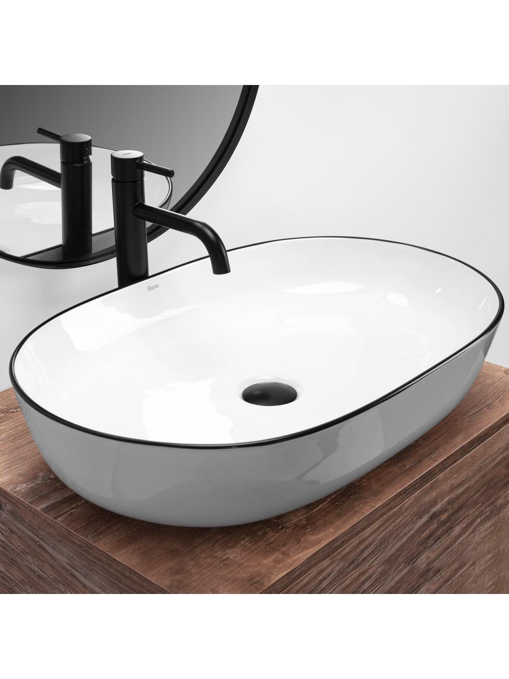 Umywalka nablatowa Rea CLEO 61 Black edge