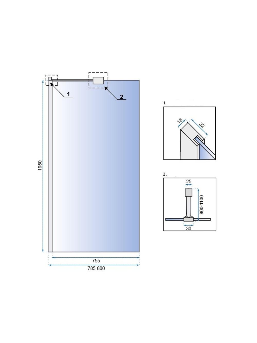 Ścianka prysznicowa Rea Aero N 80 Transparent