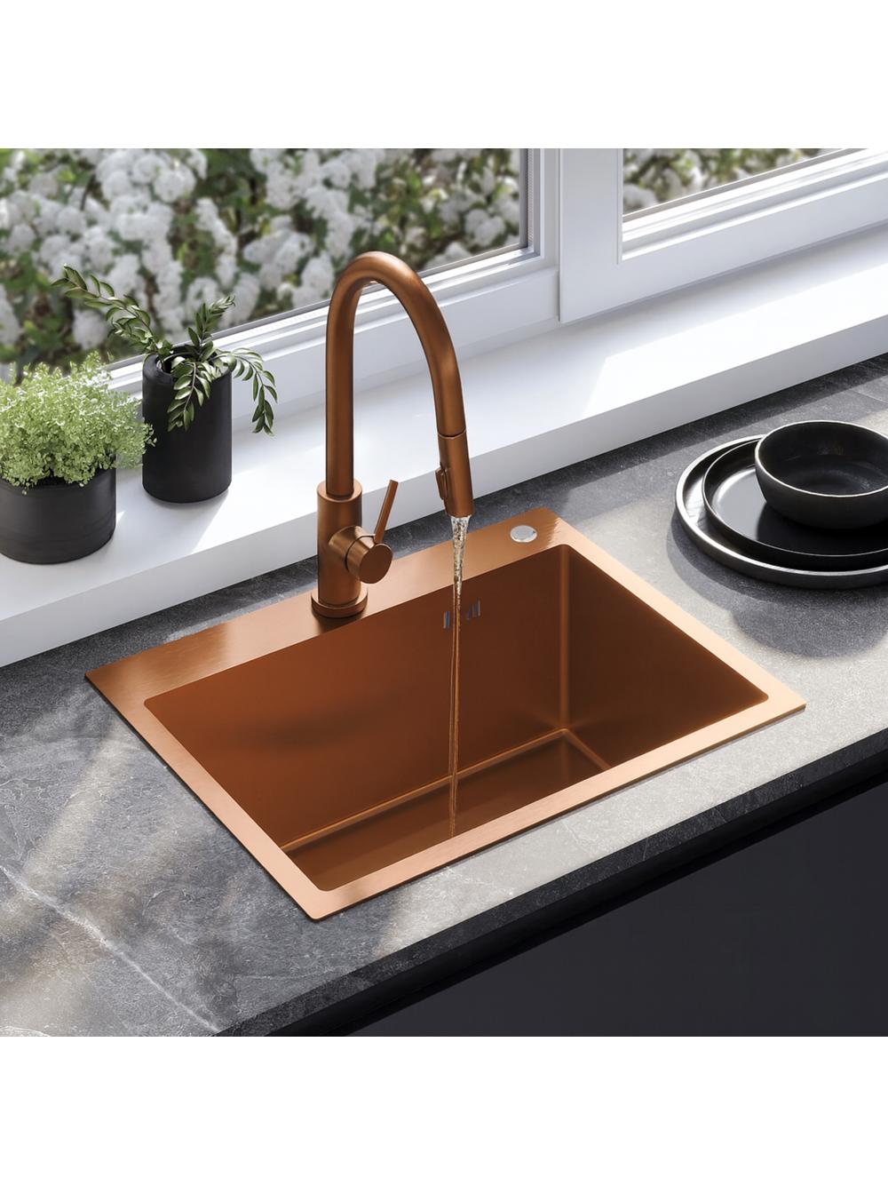 Stainless steel sink Liam BRUSH COPPER