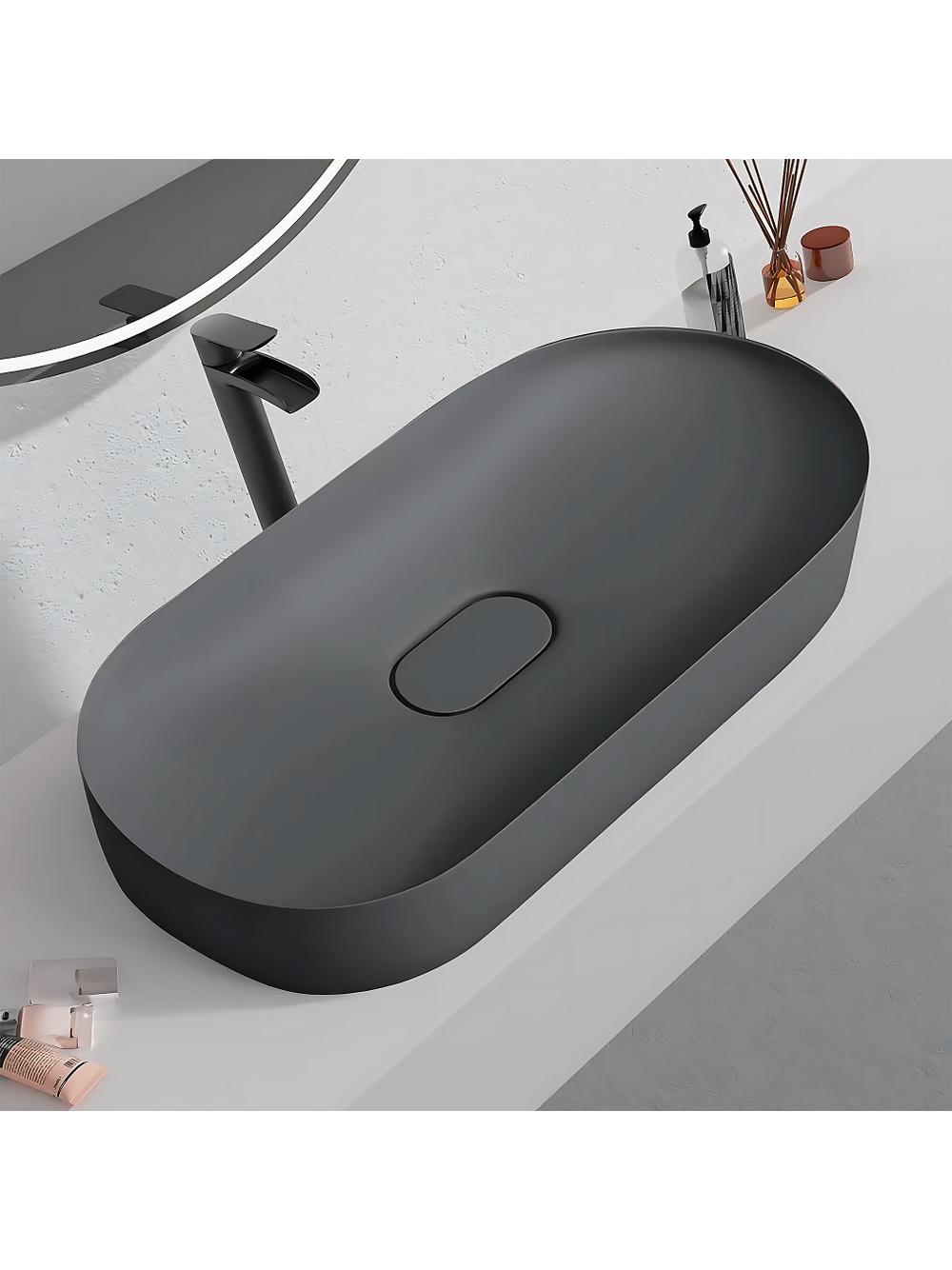 Umywalka konglomeratowa IRIS 71 CM szary mat