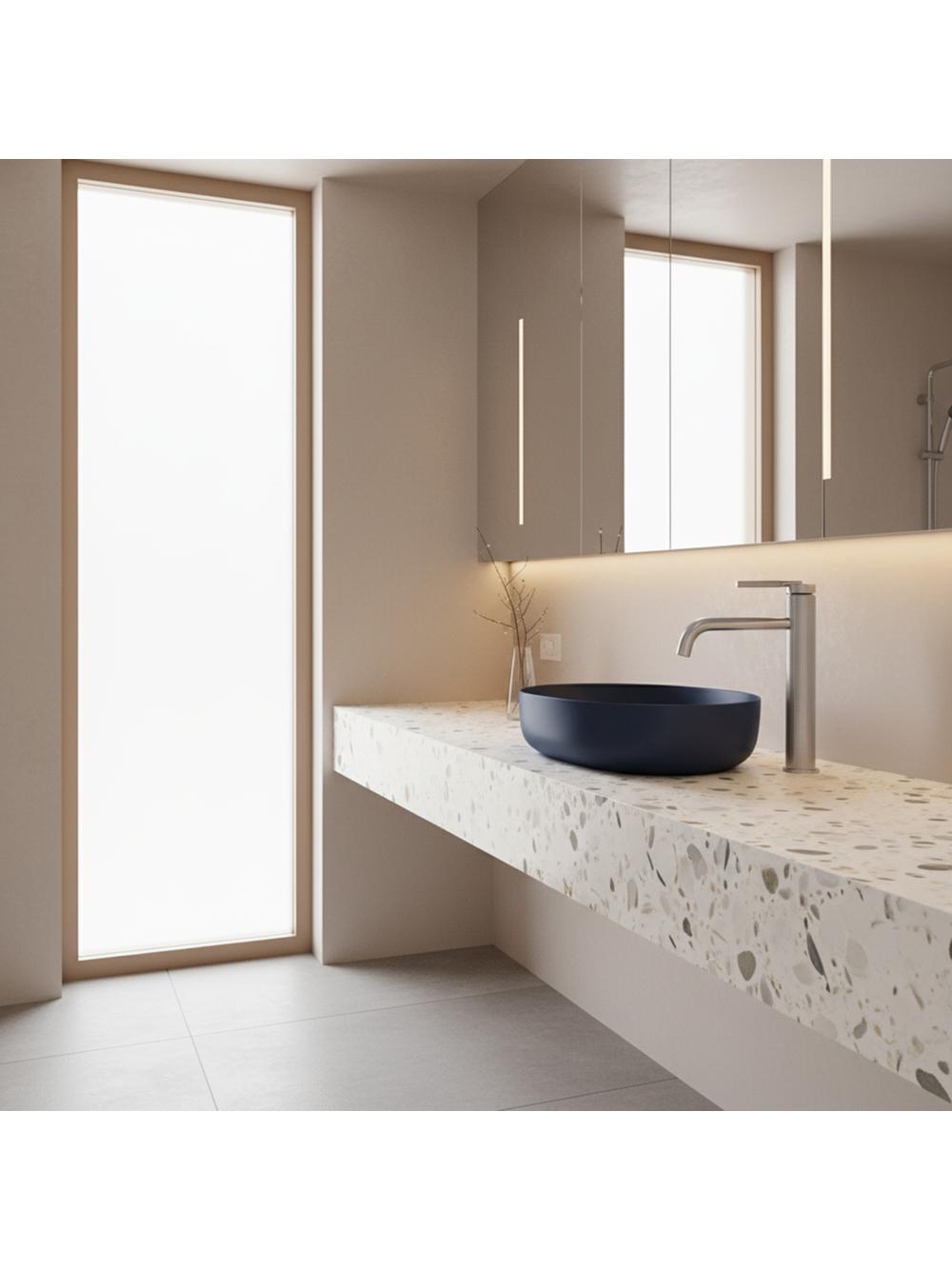 Bateria Umywalkowa REA Argon Nikiel Szczotkowany Wysoka