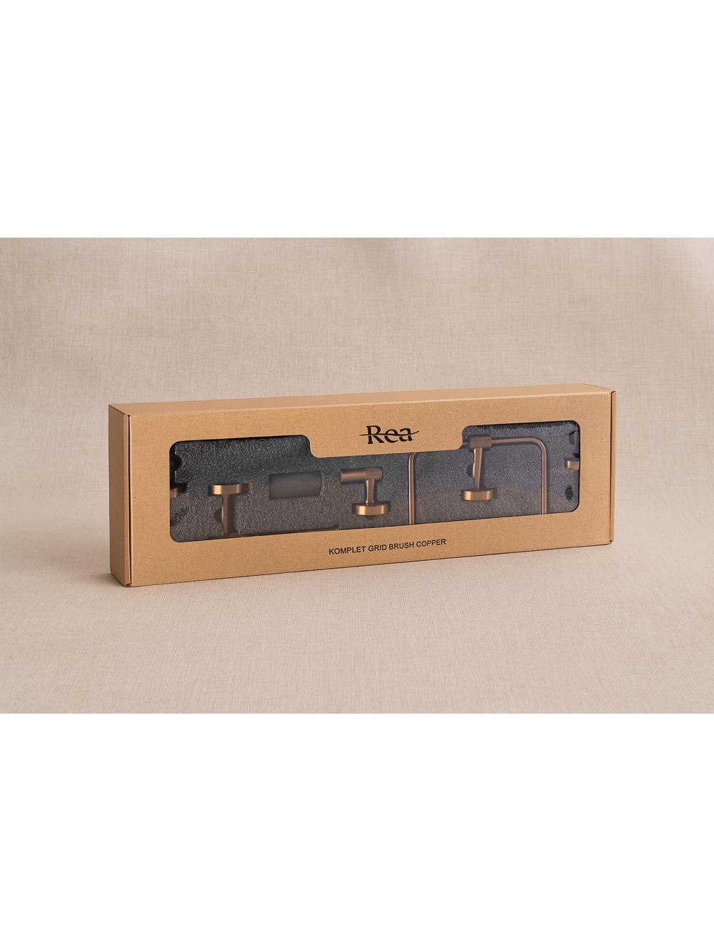 Juego de accesorios de baño GRID Brush Copper 4 piezas