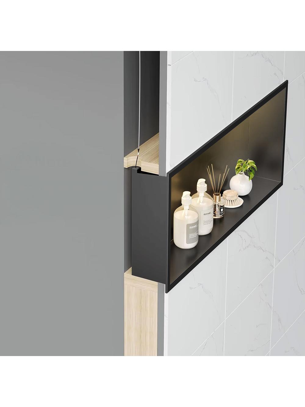 VSTAVANÁ KÚPEĽŇOVÁ POLICA LED 30x60 black