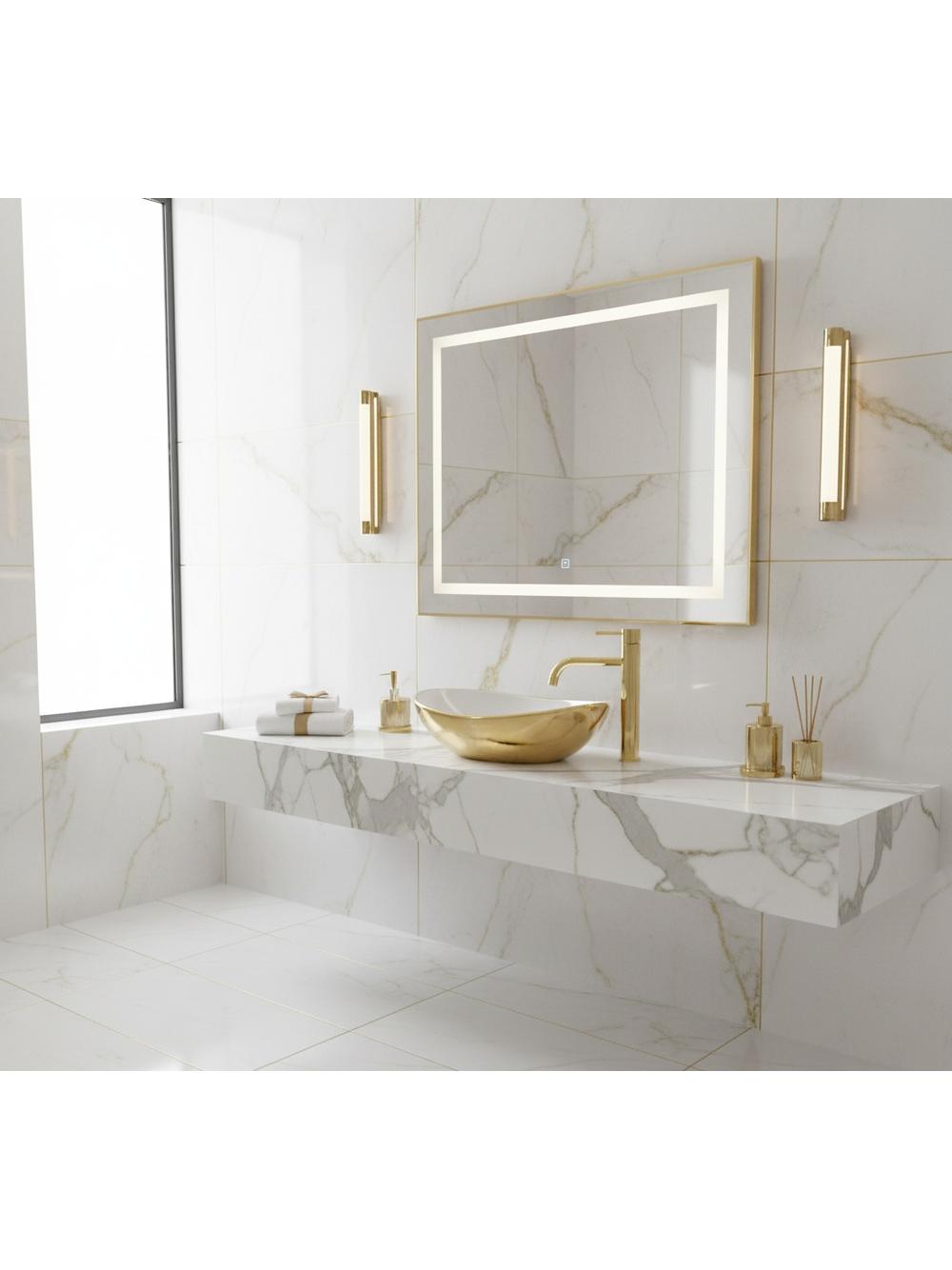 Умывальник на столешницу Basaro Sofia Gold/White