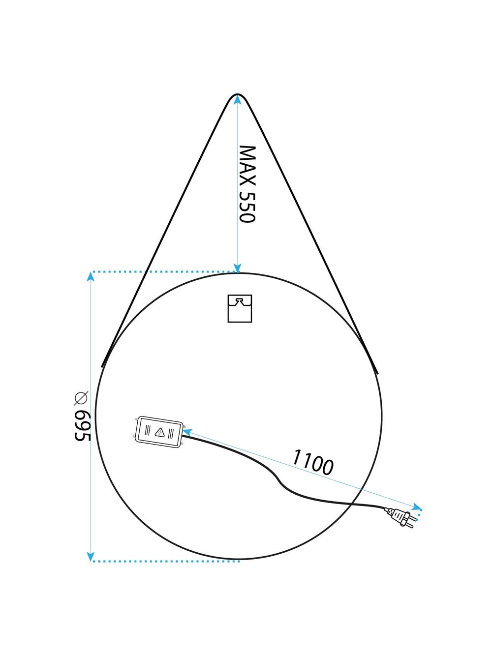 LUSTRO OKRĄGŁE LED WISZĄCE NA PASKU 70cm 104
