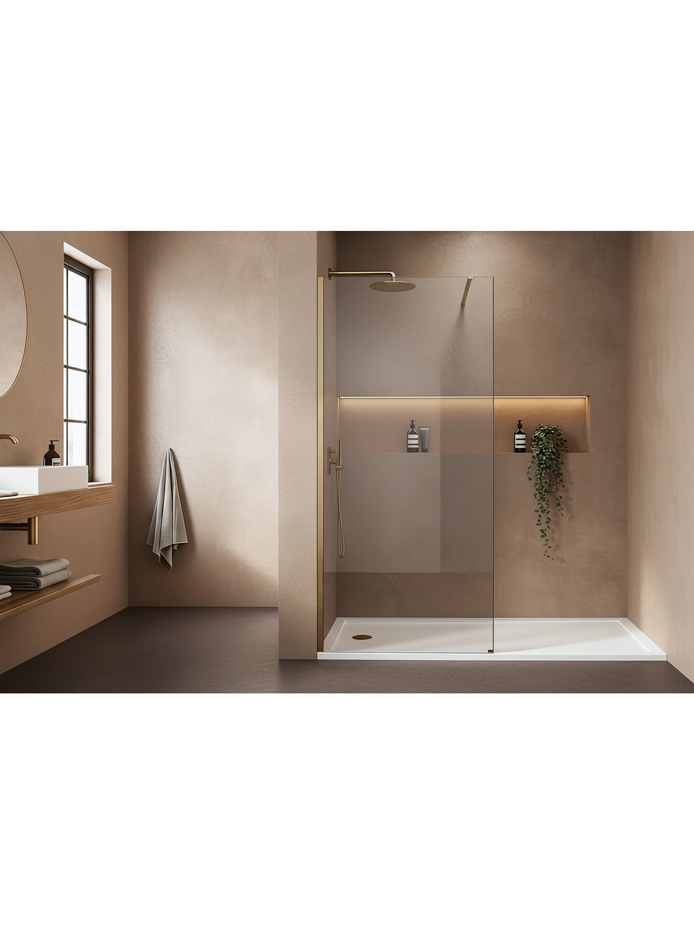 Dušo siena Rea Flexi Transparent / Brush Gold 80