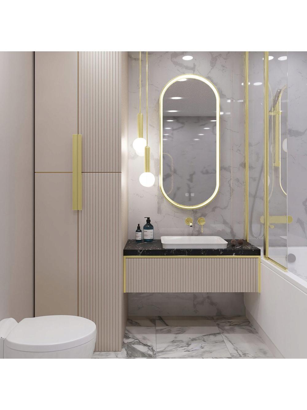 LUSTRO ŚCIENNE LED OVL 50x100cm Złote