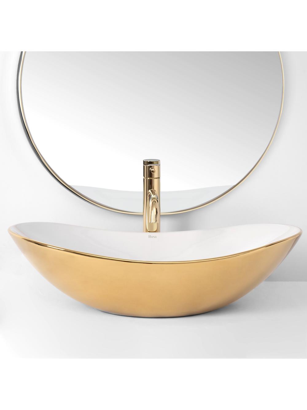 Umywalka nablatowa Rea Royal Gold/White