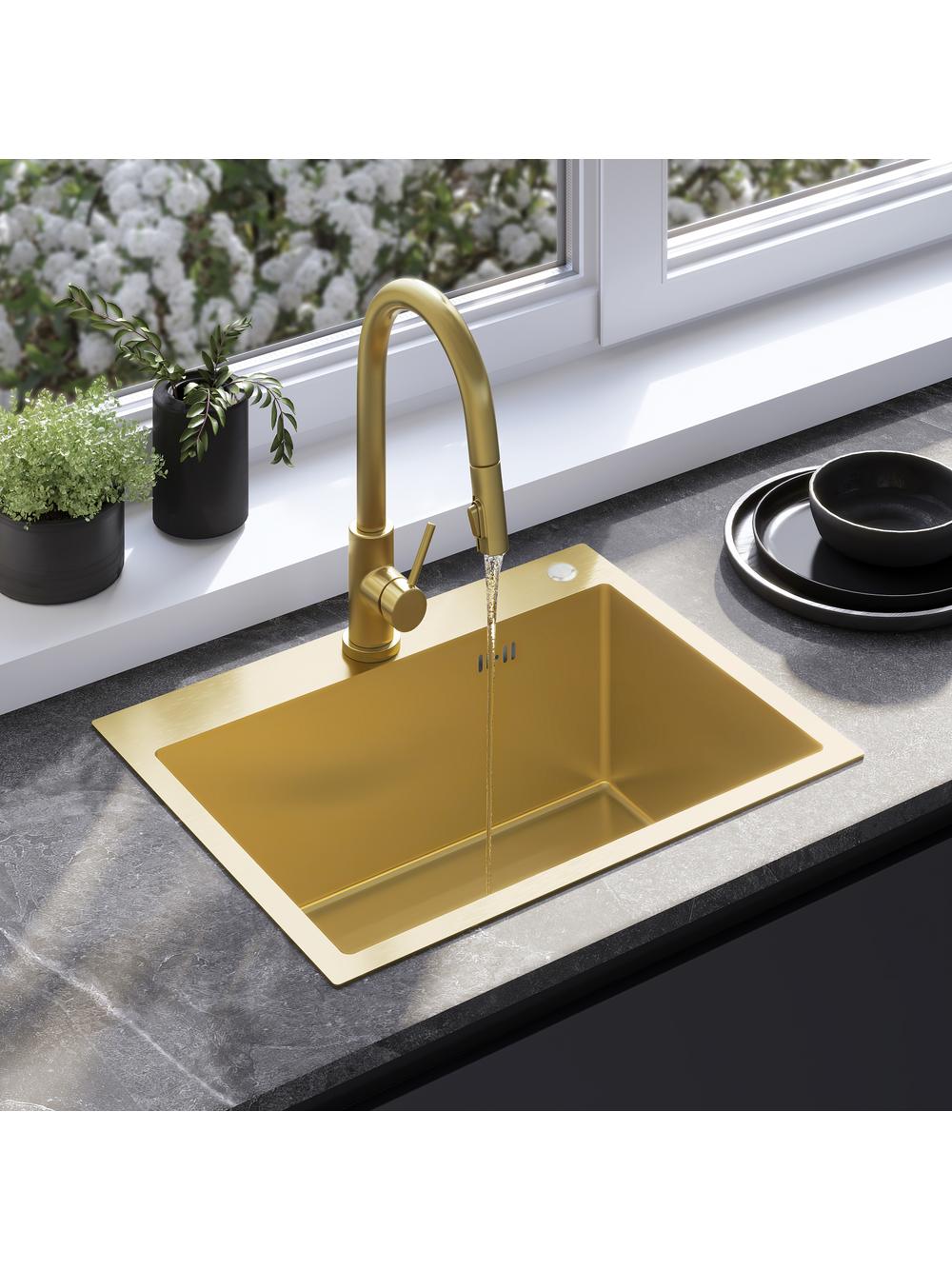 Stainless steel sink Liam BRUSH GOLD