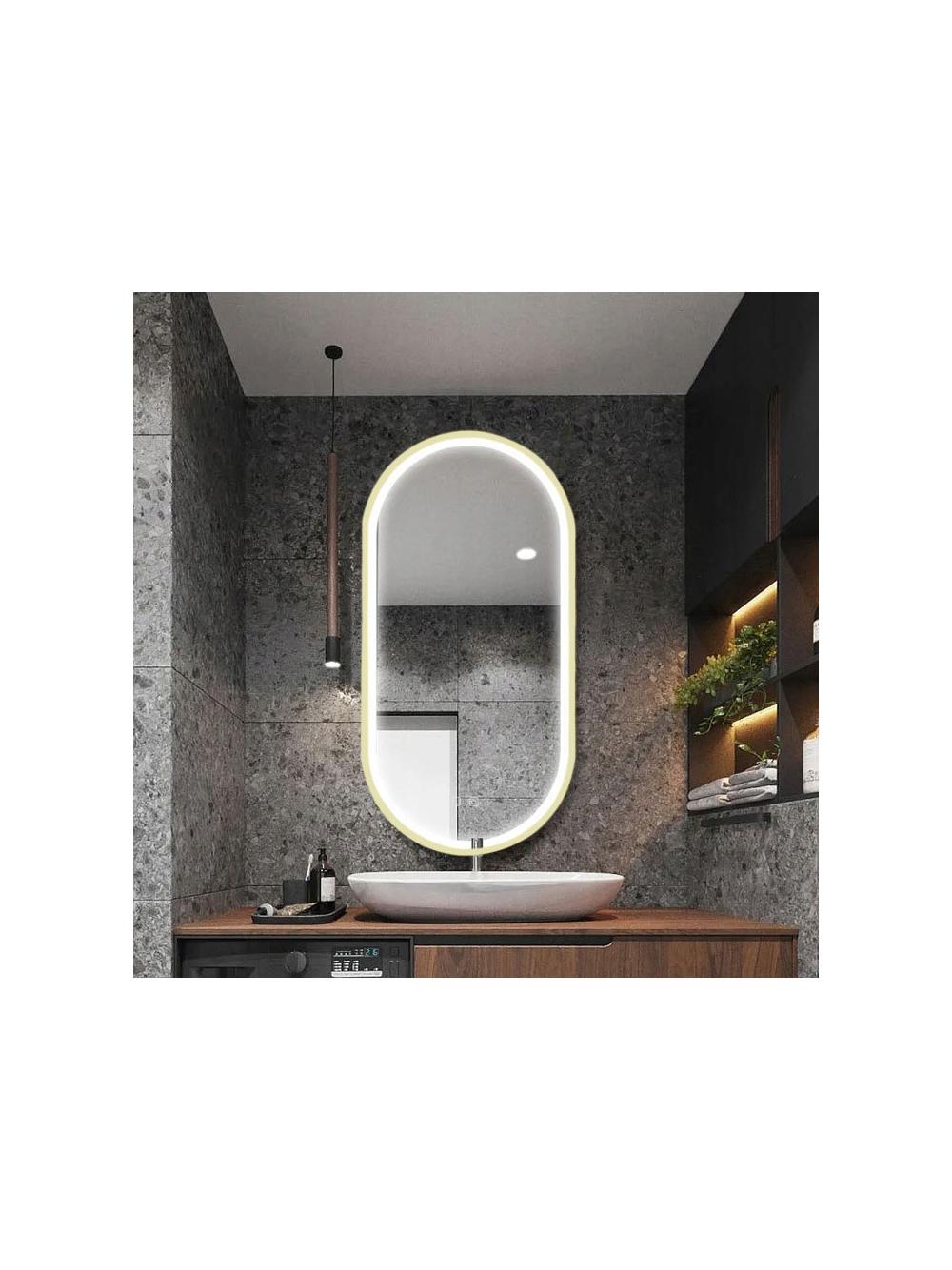 LUSTRO ŚCIENNE LED OVL 50x100cm Złote