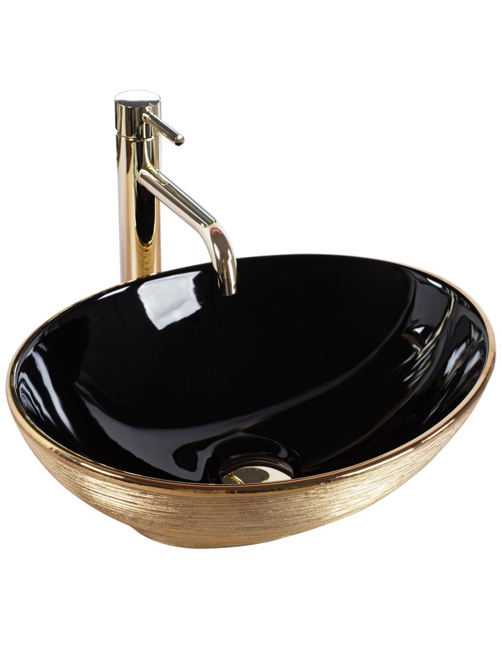 Umywalka nablatowa Rea Sofia Black Gold Brush
