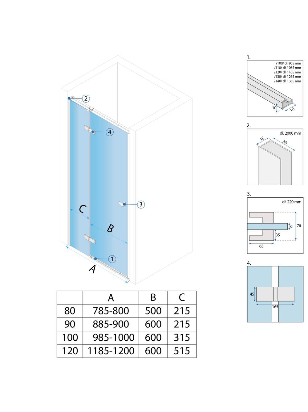 Shower door Rea Atlas 100 Chrome