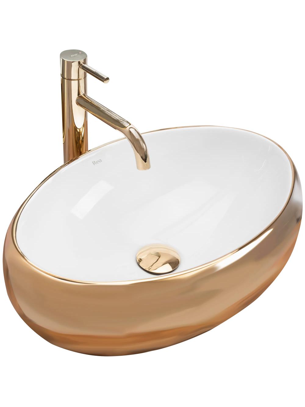 Πάγκος νιπτήρας Rea Linda Gold White 48,5 x 34x 14,5 cm