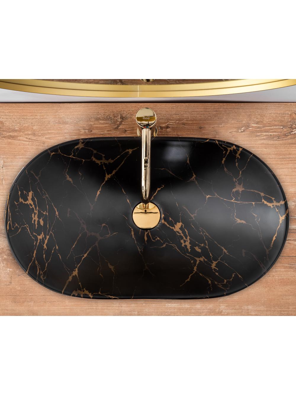 Umywalka nablatowa Rea Royal Black Marble Matt