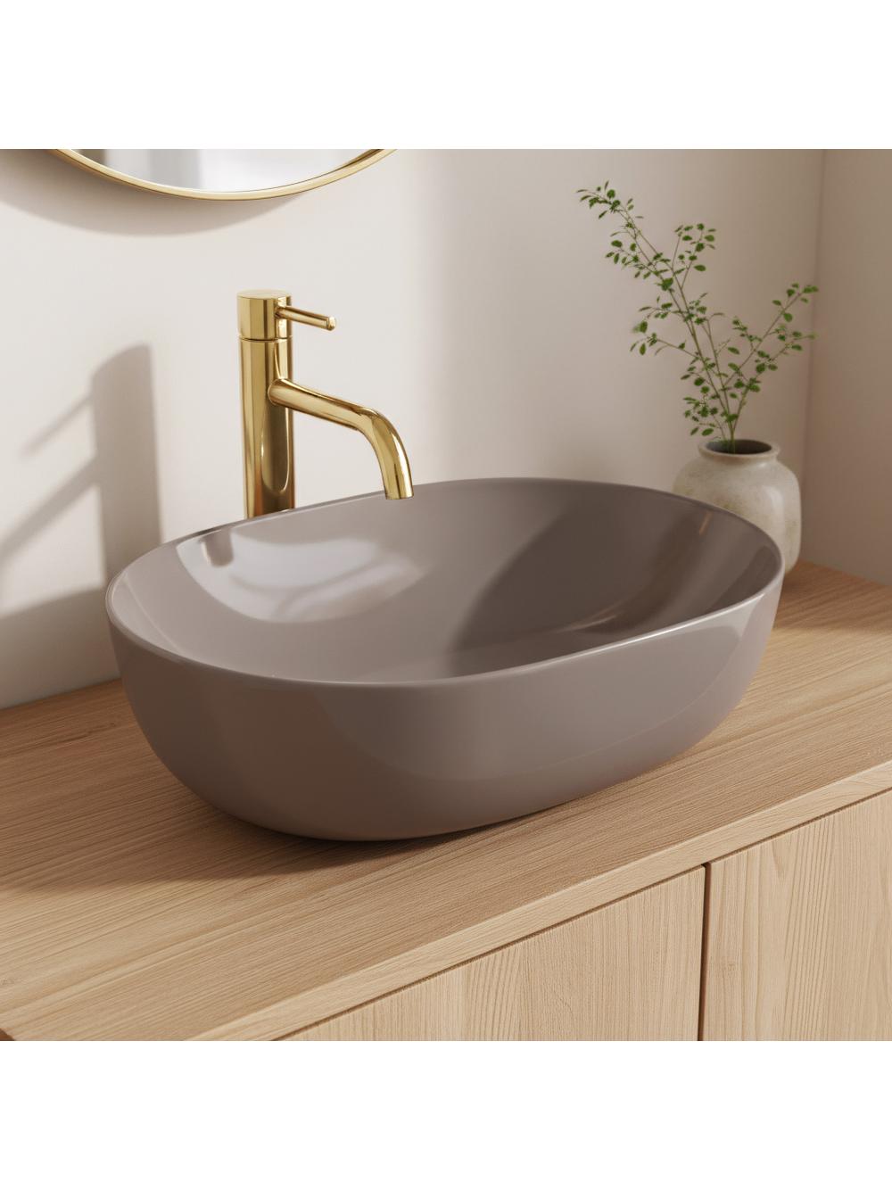 Lavabo sobre encimera Rea Lisa Beige Shiny