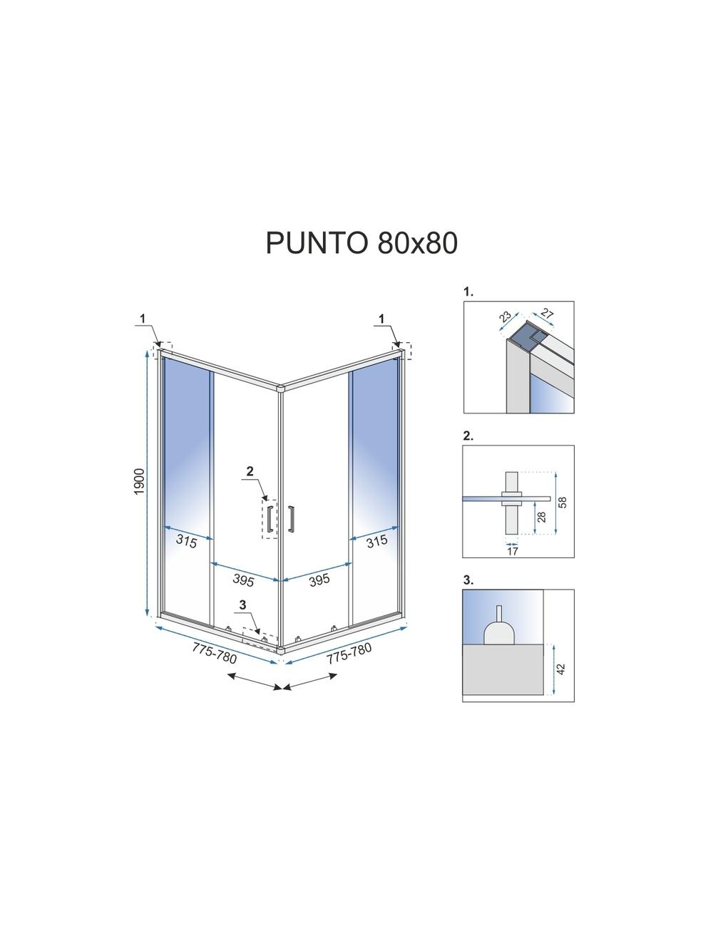 Kabina prysznicowa Rea Punto 80x80 Czarna