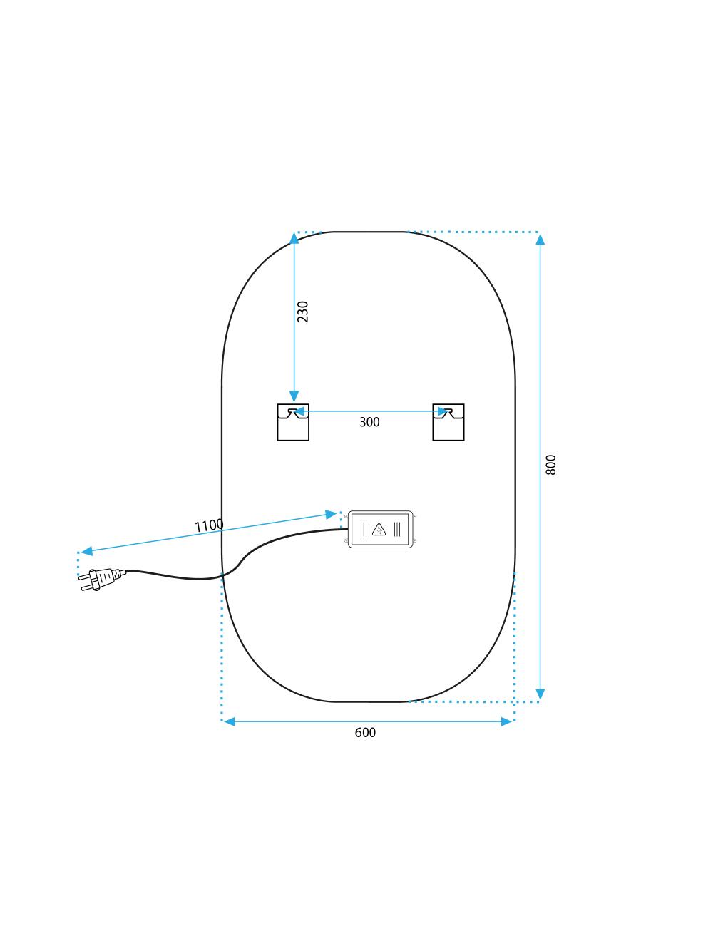 Miroir LED 80x60cm P10408
