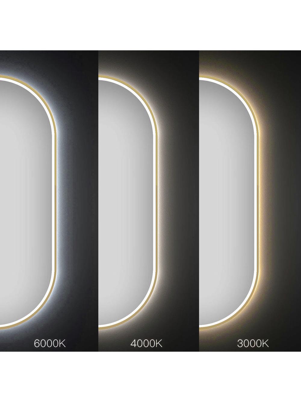 LUSTRO ŚCIENNE LED OVL 50x100cm Złote Szczotkowane