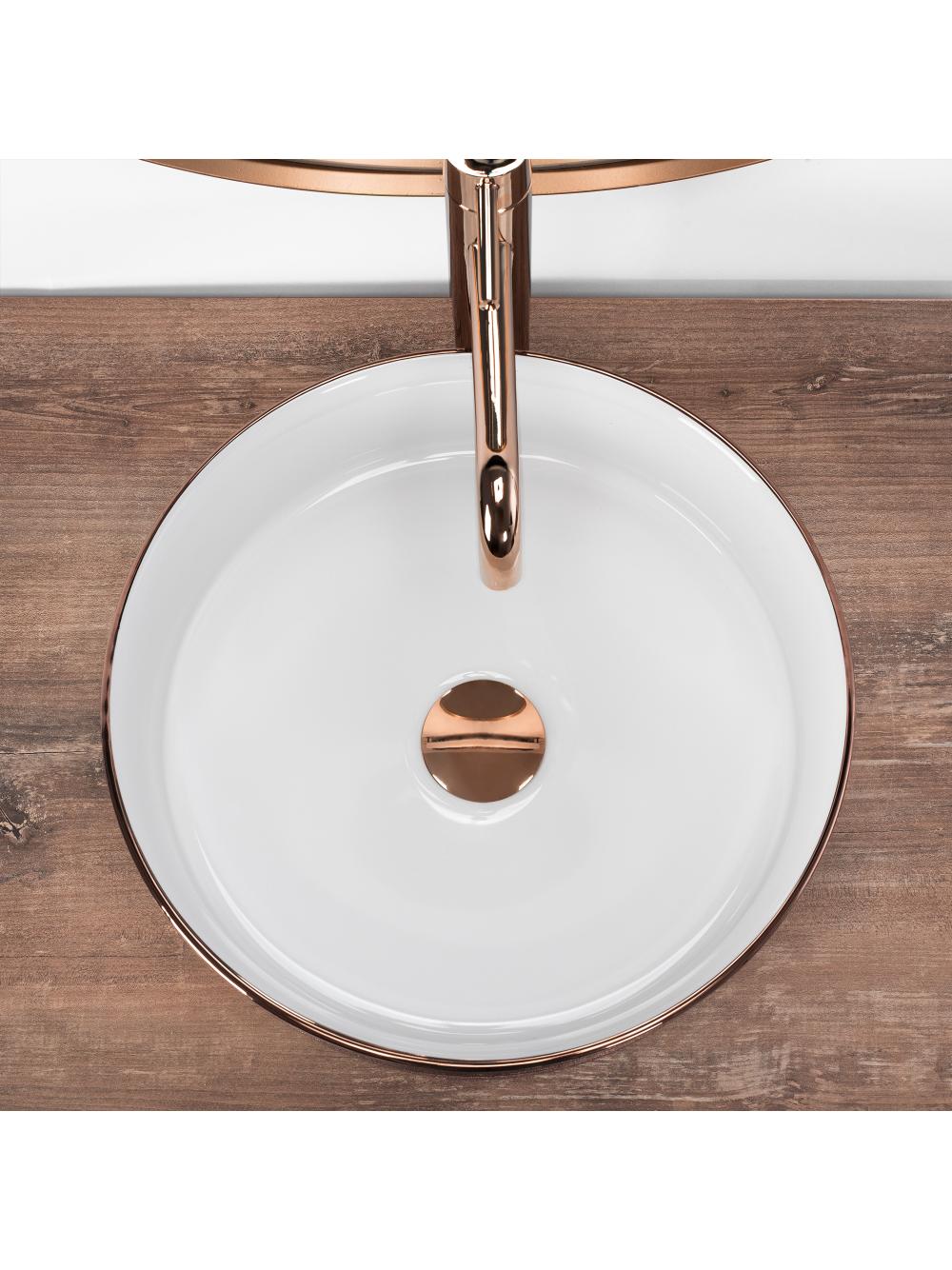 Νιπτήρας πάγκου Rea Sami Brush Rose Gold 36x 36 x 11.5 cm