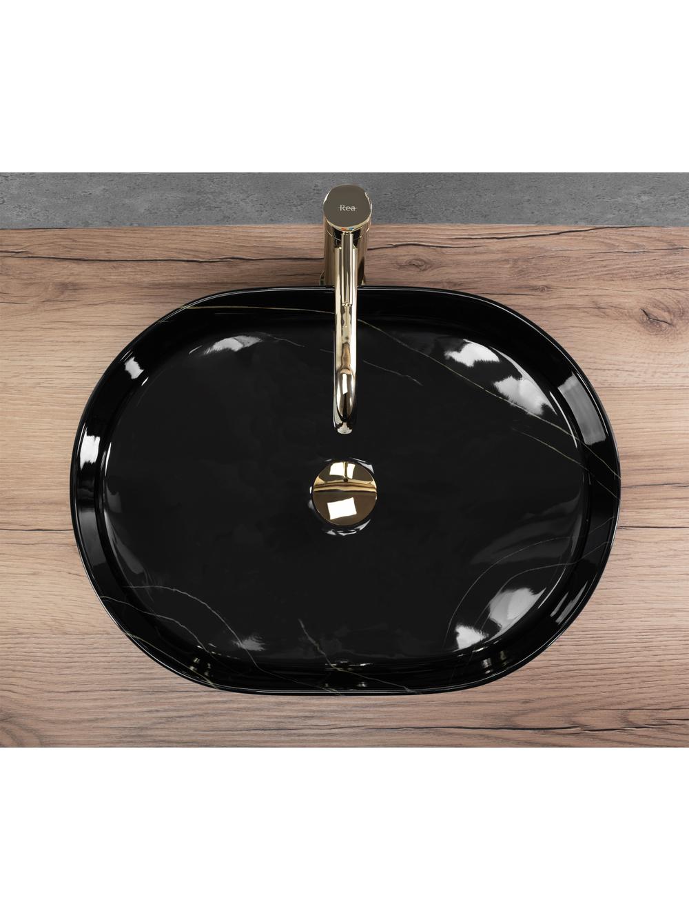 Umywalka nablatowa Rea Nadia 50 Black Stone