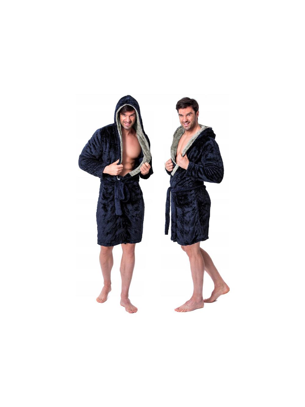 Szlafrok męski Jordan Navy  Grey M