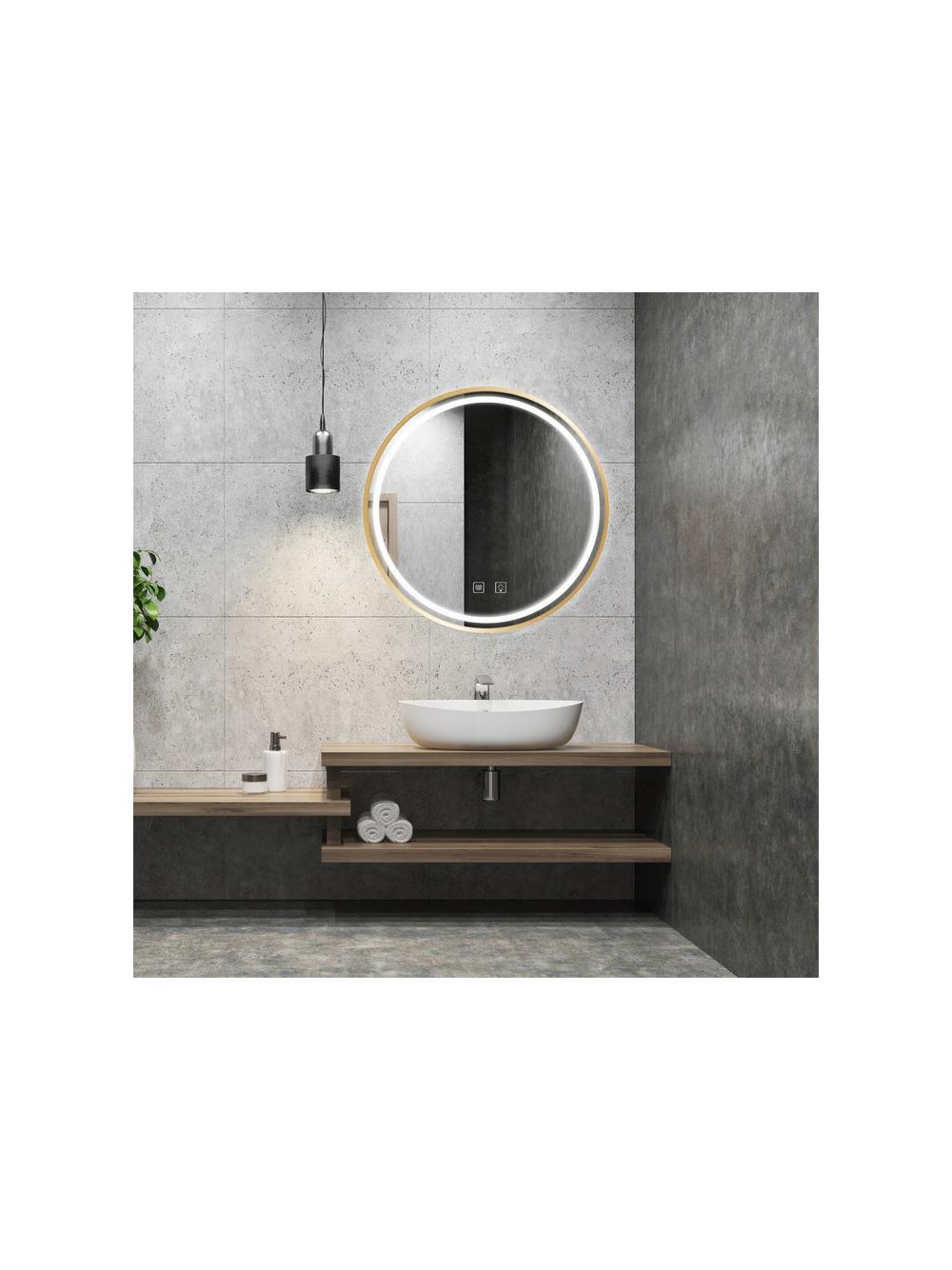 LUSTRO ŚCIENNE LED 90cm MMJ Złote Szczotkowane