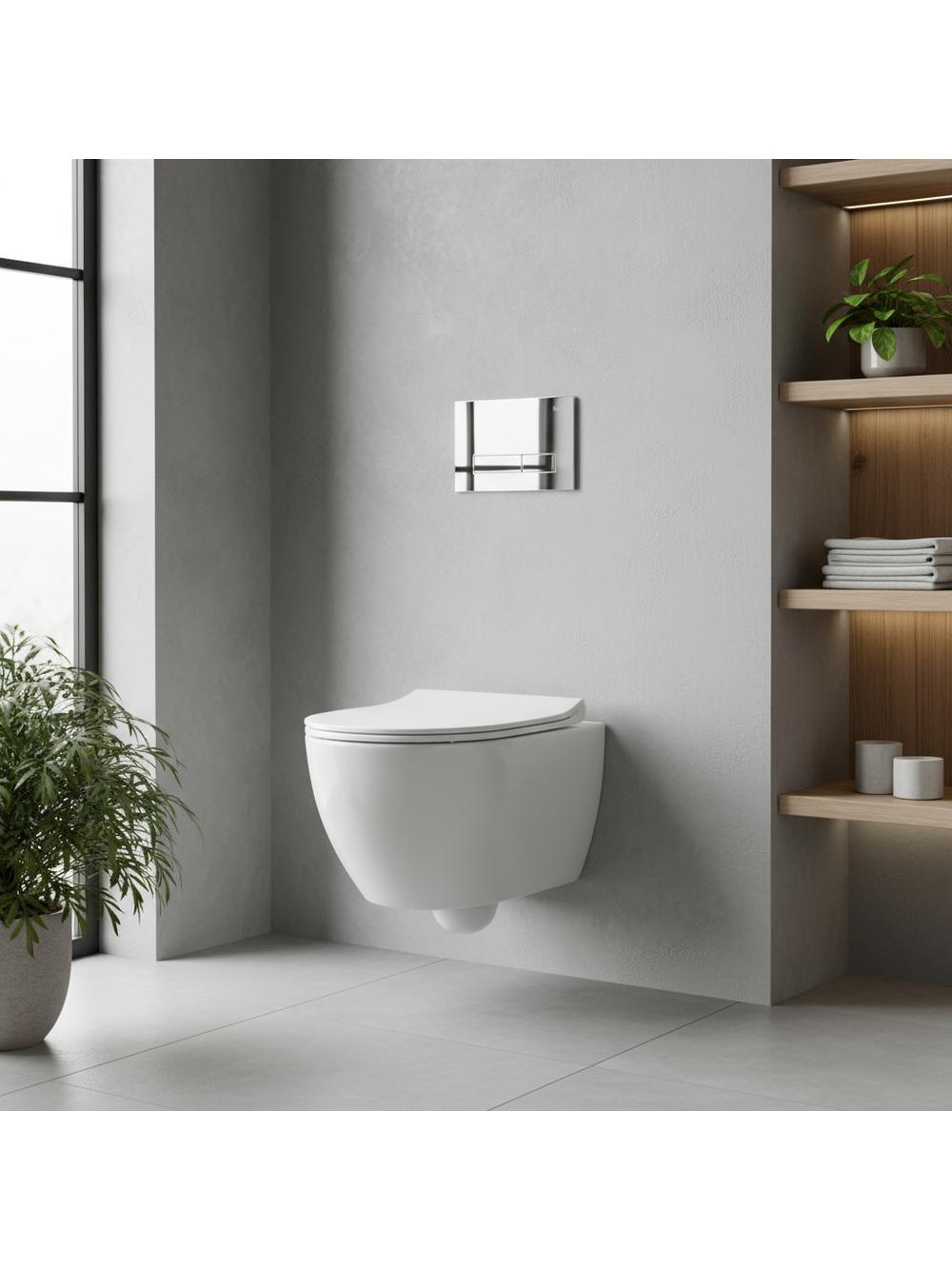 Cadru WC încastrat Rea cu buton HD Chrome