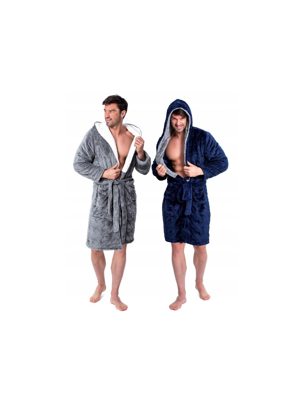 Szlafrok męski Jordan Navy  Grey M