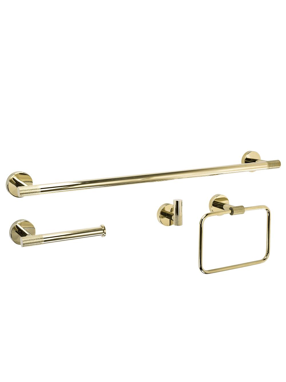 Bathroom Accessories Set GRID Gold 4 Pieces