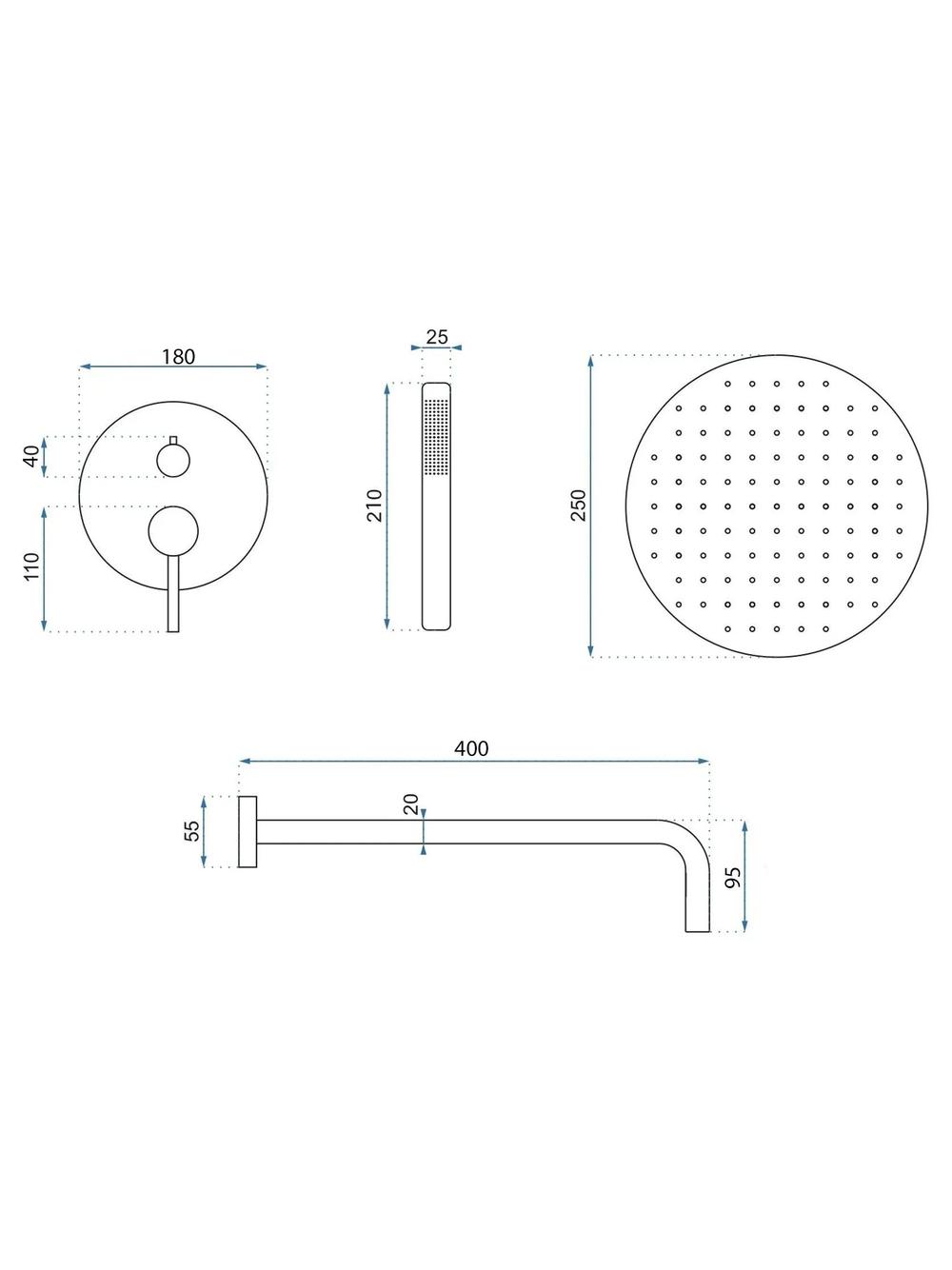 Душ система за вграждане Rea Foss Clif Nickel Brush + BOX
