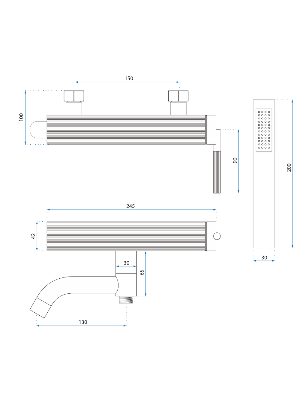 Bateria wannowa REA Argon Nikiel Szczotkowany