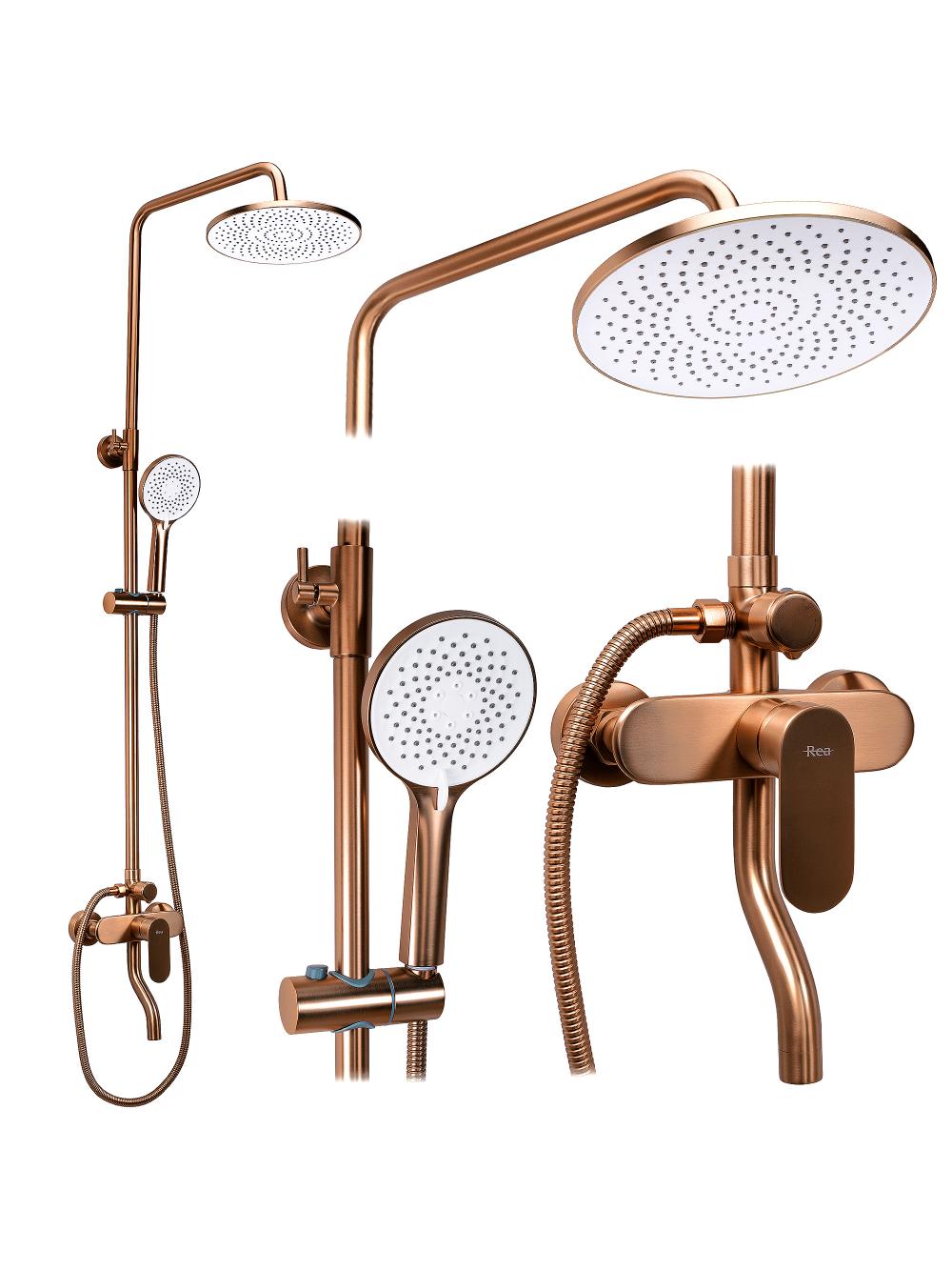 REA DROP Brush Copper dušas komplekts