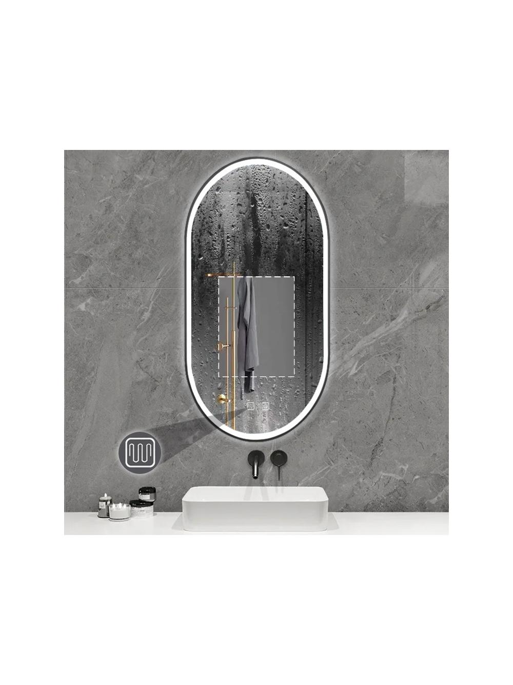 LUSTRO ŚCIENNE LED OVL 50x100cm Czarne