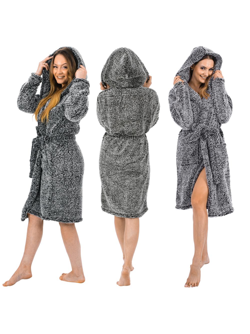 Szlafrok Damski Fluffy grey S/M